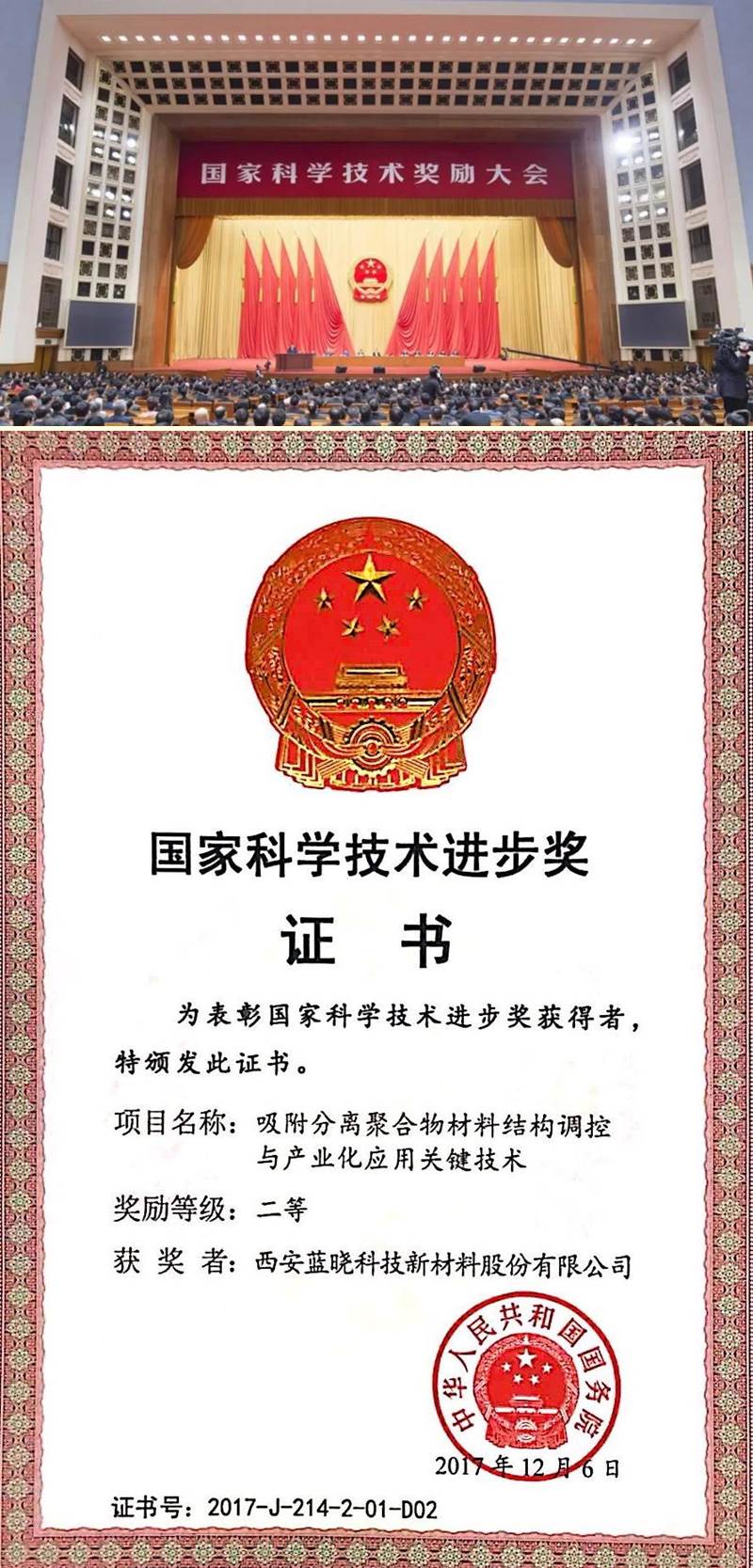 热烈祝贺Z6尊龙科技获得国度科技进取二等奖
